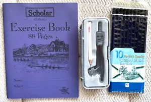 STATIONERY ITEMS ~ EXERCISE BOOK 88 PAGES ~ HELIX DRAWING SET ~ 10 MIXED PENCILS - Picture 1 of 9