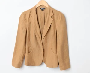 Vintage DKNY Damen Camel 100 % Leinen Blazer Jacke Größe 8 - Bild 1 von 17
