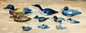 Lot 10 Antique/Vintage Carved Wood Duck Mallard Decoy Carving Carve Hunting Hunt - Picture 1 of 22
