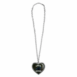 CAROLINA PANTHERS LARGE CRYSTAL HEART NECKLACE - Picture 1 of 3