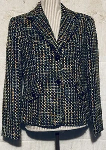 REQUIREMENTS Women's Wool Blend Lined Multi Colored Blazer Sz 10 - Picture 1 of 8
