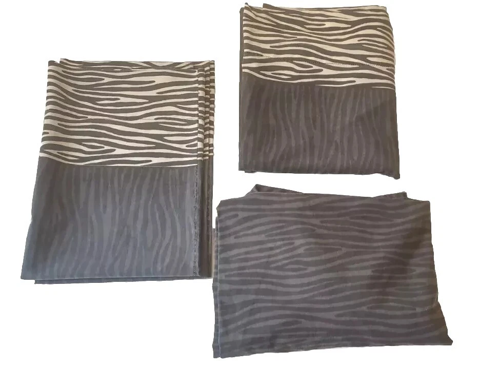 Juego de sábanas dobles vintage con estampado Zibra y 2 fundas de almohada negro gris blanco EE. UU. Foto 1 de 4