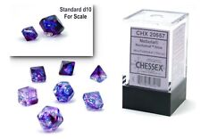 Chessex Dice Set – 10mm Nebula Nocturnal/Blue Luminary Polyhedral Dice Set – Dun
