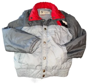 VTG 80’s Sovereign Coat / Vest Boys Color Block Size M Removable Sleeves Grey - Picture 1 of 7