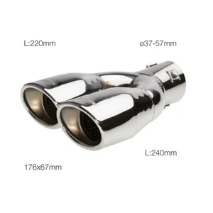 Simoni Racing Dual Stainless Steel Exhaust Tip Oval Inclined Left - Picture 1 of 5