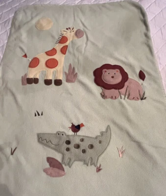 Circo Green Yellow Fleece Jungle Safari Baby Blanket Giraffe Lion Alligator - Image 1 of 4