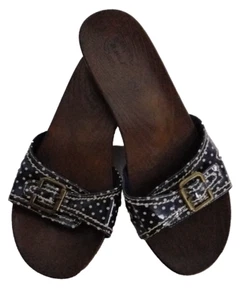 Women's Size 7 DR. SCHOLL'S Navy Blue Dot Slides Sandals Advanced Comfort - Picture 1 of 11