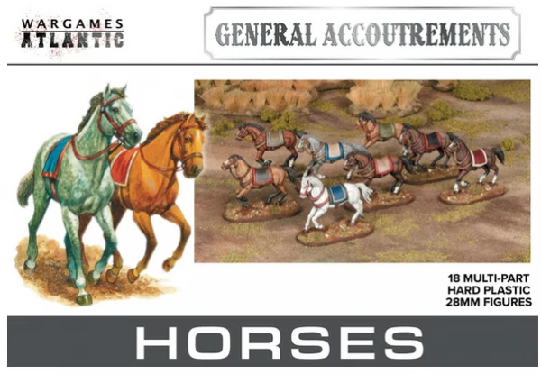 Wargames Atlantic General Accoutrements Horses (18) (*See Per Order Flat Rate Sh - Image 1 of 1