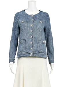BALMAIN Excellent Women's Blue Denim Jacket Size 36 - Stylish & Chic - Picture 1 of 3