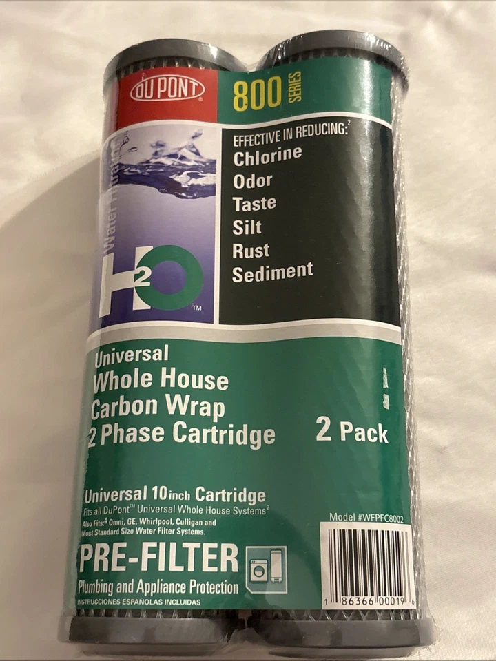 Dupont 800 Series 2 Pack Carbon Wrap Universal Water Filter Cartridges WFPFC8002 - Image 1 of 4