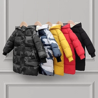NEW BOYS COATS KIDS BACK TO SCHOOL FUR HOODED PARKA JACKET WINTER WARM COAT SIZE - Image 1 of 4