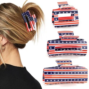 4th of July Hair Claw Clips for Independence Day Patriotic Accessories, Red W... - Picture 1 of 6