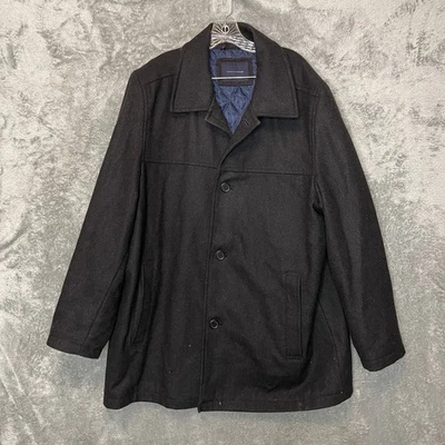 Tommy Hilfiger Men Wool Bland Quilted Lining Car Coat Jacket 2XL Black Overcoat - Image 1 of 4