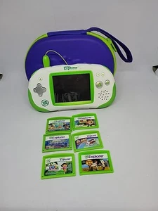 LeapFrog Leapster Explorer Learning System Green - Case+ 6 Games + AC Adapter - Picture 1 of 15