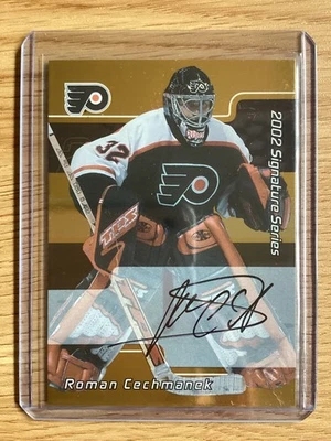 Roman Cechmanek - 2001 02 Be A Player Signature Series Gold Auto #165 - Flyers - Image 1 of 3