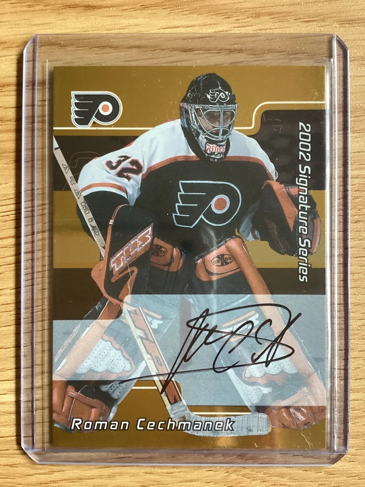 Roman Cechmanek - 2001 02 Be A Player Signature Series Gold Auto #165 - Flyers - Image 1 of 3