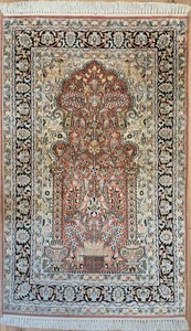 Kashmir Teppich Reine Seide Lebensbaum Motiv feine Knüpfung - Bild 1 von 24