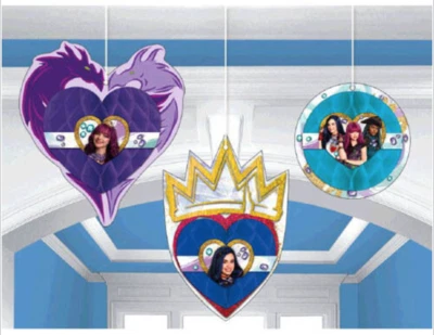 Disney Descendientes 2 Película Niños Cumpleaños Fiesta Nido de Abeja Decoraciones 3 piezas Foto 1 de 4