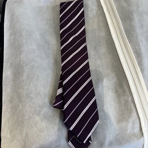 Brioni Tie Men's 60" In Length Purple Stripe 100% Silk - Picture 1 of 4
