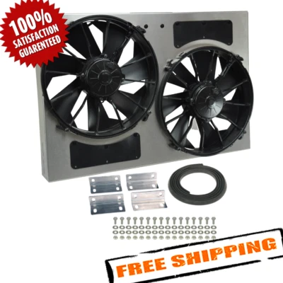 Derale 16826 High Output Dual 11'' Electric RAD Fan/Aluminum Shroud Kit - Image 1 of 4