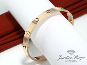 Cartier Armreif Love Rosegold 750 Größe 16 4 Diamanten Gold Damen Armband