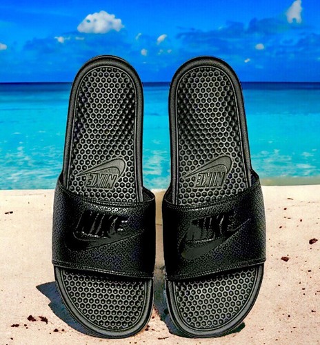 ✔️NIKE Benassi JDI Slides uomo 8 W 9 nero da viaggio resort ?️ Sandali impermeabili ?