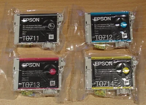 Juego completo GENUINAS EPSON T0711 T0712 T0713 T0714 CHEETAH T0715 tintas selladas al vacío - Imagen 1 de 2