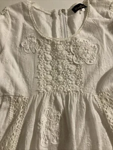 Gauze Lace White Crochet Dress Boho Girls Size 14 Fairytale Flower girl Whimsy - Picture 1 of 17