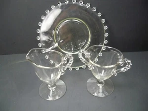 Vintage Imperial Glass Candlewick Cream and Sugar Set and 8" Salad Plate - Picture 1 of 9