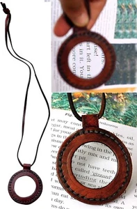 Leather Strap Necklace Magnifying Glass Magnifier Pendant Monocle 10x Magnifier - Picture 1 of 7
