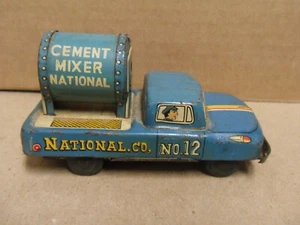 RARE VTG NATIONAL CO CEMENT MIXER #12 TIN LITHO TOY TRUCK JAPAN DRIVER PASSENGER - Picture 1 of 19
