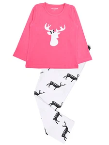 Funkrafts Reindeer Print Night Suit/Sleepwear/Lounge Wear for Girls Pink & White - Picture 1 of 11