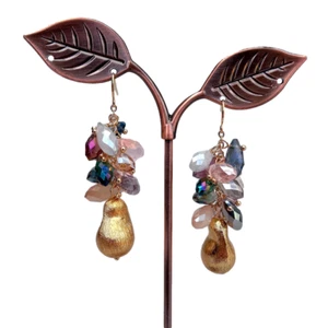 Multi Color Crystal Brushed Bead Dangle Hook Earring Fashion Jewelry - Picture 1 of 6