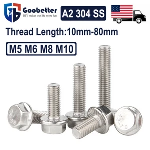 M5 M6 M8 M10 Flanged Hexagon Head Bolts Flange Hex Screws A2 304 Stainless Steel - Picture 1 of 40