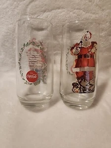 Coca Cola 1948 Haddon Sundblom Santa Christmas Glass Coke A Pair - Picture 1 of 12