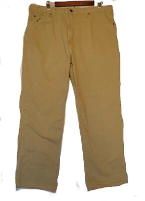 Pantalones de mezclilla Saddlebred talla 38 x 30 para hombre calce clásico color caqui tostado 5 bolsillos usados en excelente estado Foto 1 de 4