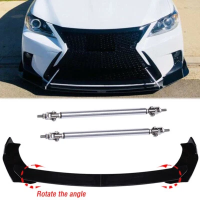 Glossy Front Bumper Lip Spoiler Splitter +Strut Rods For LEXUS CT200H 2014-2017 Foto 1 de 4