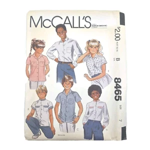 McCall's 8465 Boys Girls Shirt Set In Or Raglan Sleeves Sz 7 VTG 80s Pattern UC - Foto 1 di 6