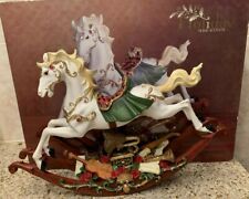 VINTAGE HOLIDAY HOME ACCENTS MOTION&MUSICAL JINGLE BELLS ROCKING HORSE FIGURINE 