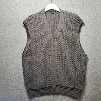 Chaleco Suéter Tejido con Cable Nautica XL Marrón Preppy Clásico Años 90 Heritage Dinero Antiguo Foto 1 de 4