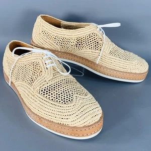 Robert Clergerie Größe 8 Natur Gewebt Raffia Schnürschuhe - Bild 1 von 8