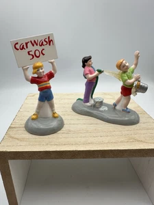 Dept 56 Snow Village Summer Figurine Set "Car Wash Fundraiser" Set - Picture 1 of 3