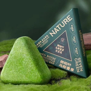 Nature Triangle Sha mpoo Bar Seven Green Platycladus Orientalis Shampoo Soap ❀ - Picture 1 of 12