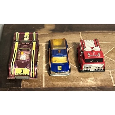 Lot of 3-1970s Vtg Toy Vehicles-Zee Pink Race Car-Matchbox Super King-Fire Truck - Image 1 of 4