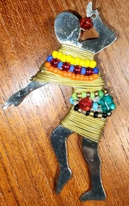 Liztech Vintage Dancer Dancing Tribal Woman Metal Colorful Crystals Brooch Pin - Picture 1 of 12
