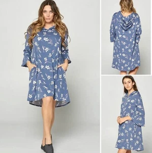 Soft and cozy French Terry Cozy Hoodie Casual Dress, S,M,L,3X, USA made - Picture 1 of 14