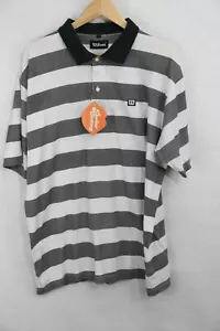 WILSON Mens Polo Shirt XL Short Sleeve Cotton Striped Loose Fit Vintage 90s - Picture 1 of 3