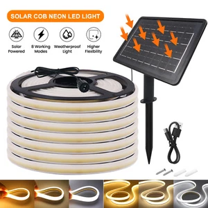 8-Modi Solar Neon LED Strip Streifen Wasserdichte Band Lichterkete Garten Außen - Bild 1 von 14