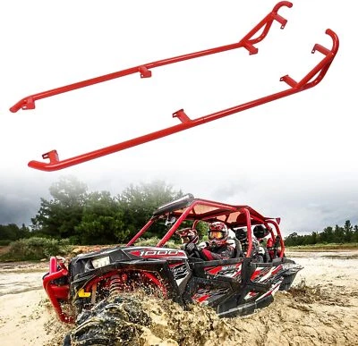 Barras Nerf rojas deslizadores de roca para Polaris RZR XP 4 900 1000 2014-2023 Turbo 4 puertas Foto 1 de 4