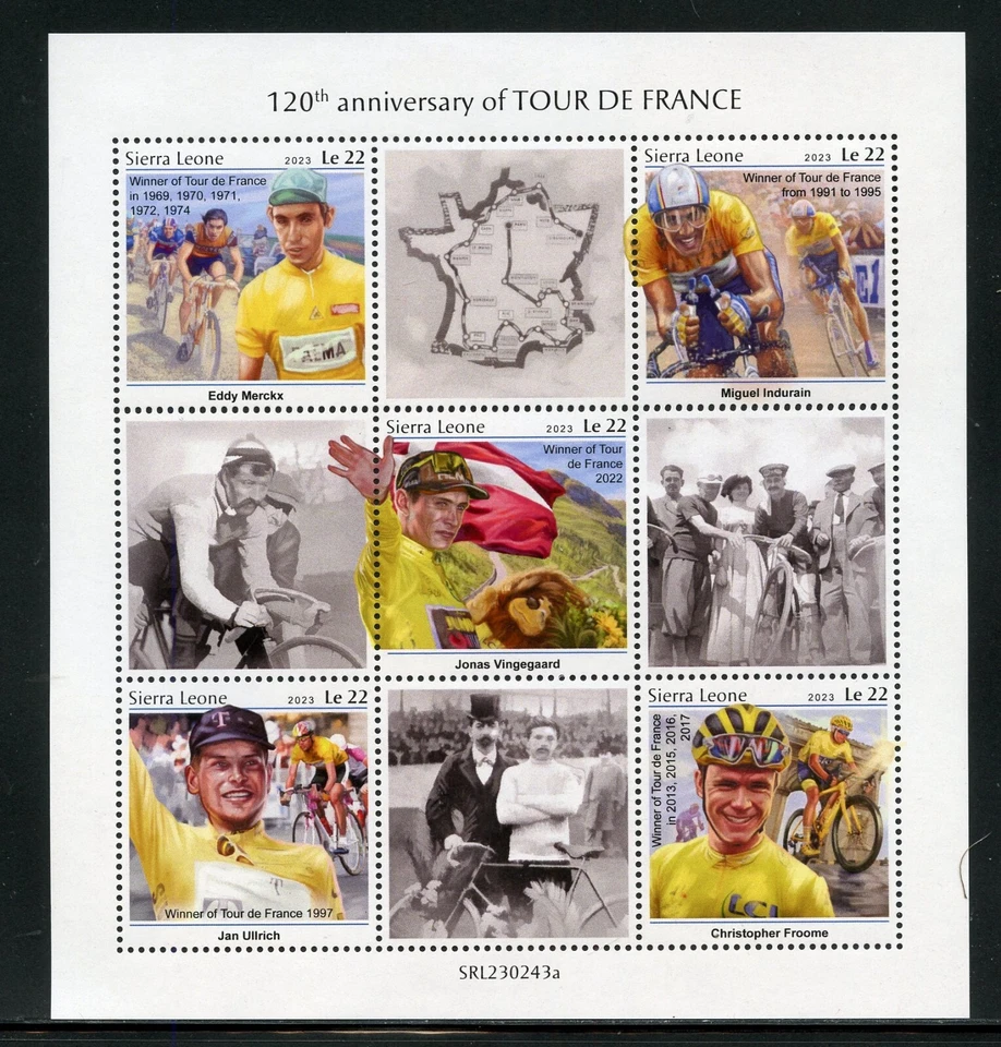 SIERRA LEONE 2023 TOUR de FRANCE SHEET MINT NH - Image 1 of 1